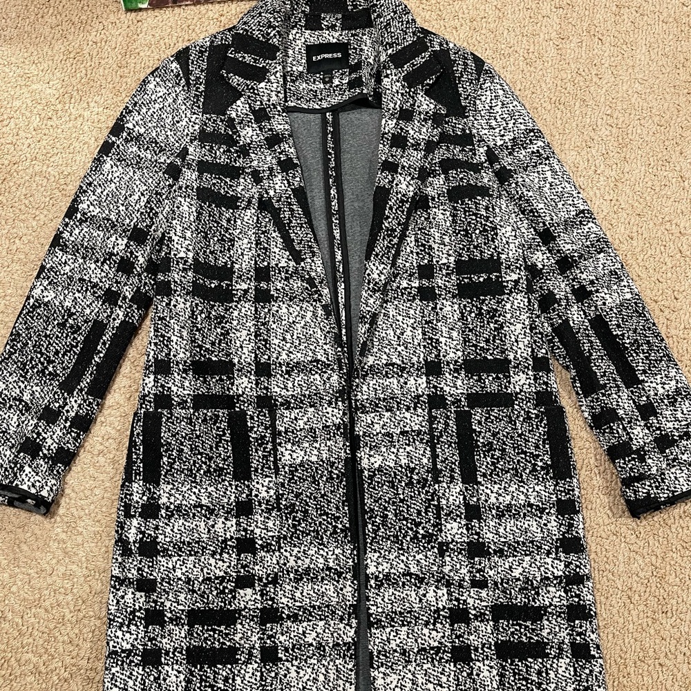 Express Monochrome Plaid Trench Coat
